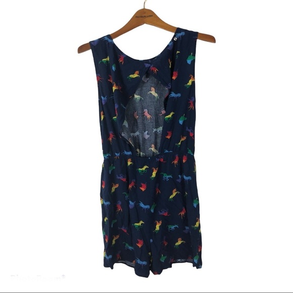 5x25 Unicorn Colorful sleeveless pockets Romper Size S - Picture 2 of 4